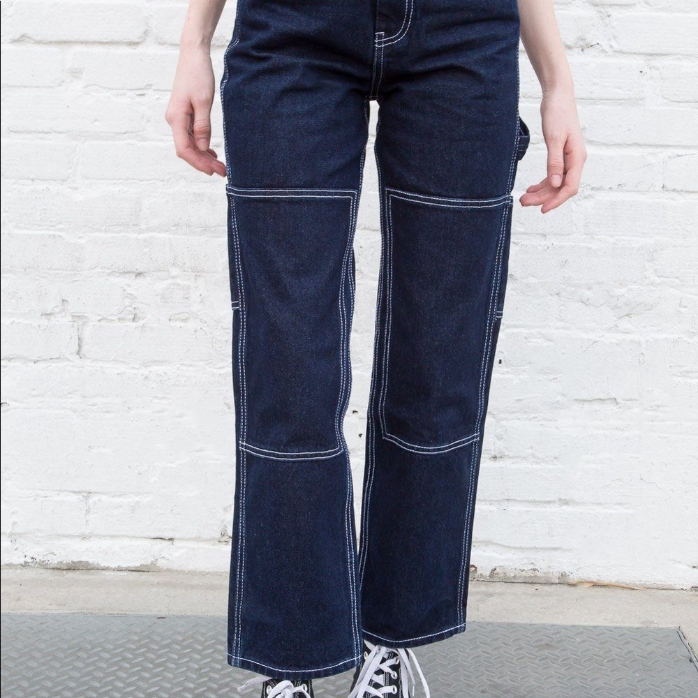 Ariana Dark Wash Painter Pants — Brandy Melville
